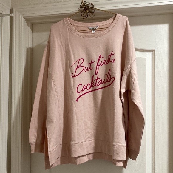Wildfox “But first, cocktails” Peach Whip Plus Size XXL Statement Sweatshirt - Picture 4 of 14